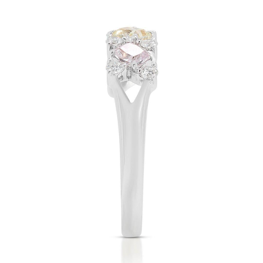 Vibrant 0.73ct Natural Diamond Half Eternity Ring in 18K White Gold 1