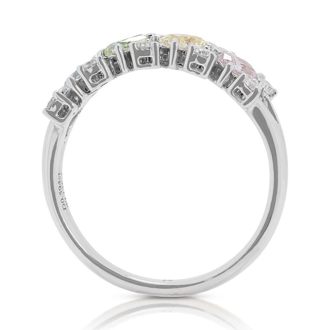 Vibrant 0.73ct Natural Diamond Half Eternity Ring in 18K White Gold 2
