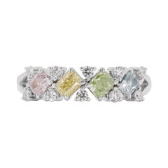 Vibrant 0.73ct Natural Diamond Half Eternity Ring in 18K White Gold
