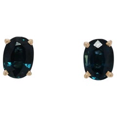 Vibrant 1.62ct Sapphire 18K Yellow Gold Stud Earrings