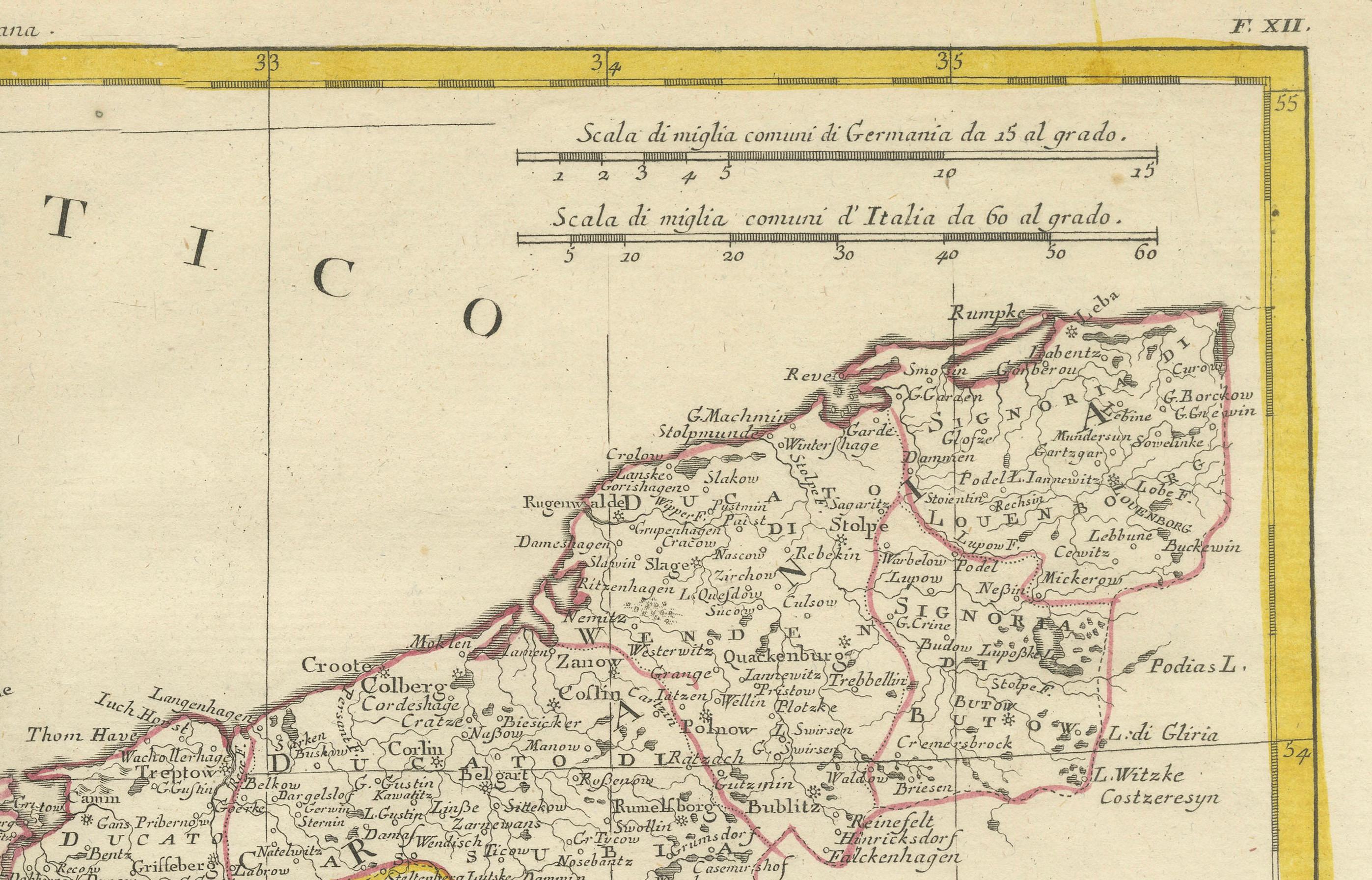 Vibrant 1782 Map of Northern Upper Saxony and Baltic Coast by Antonio Zatta In Good Condition For Sale In Langweer, NL