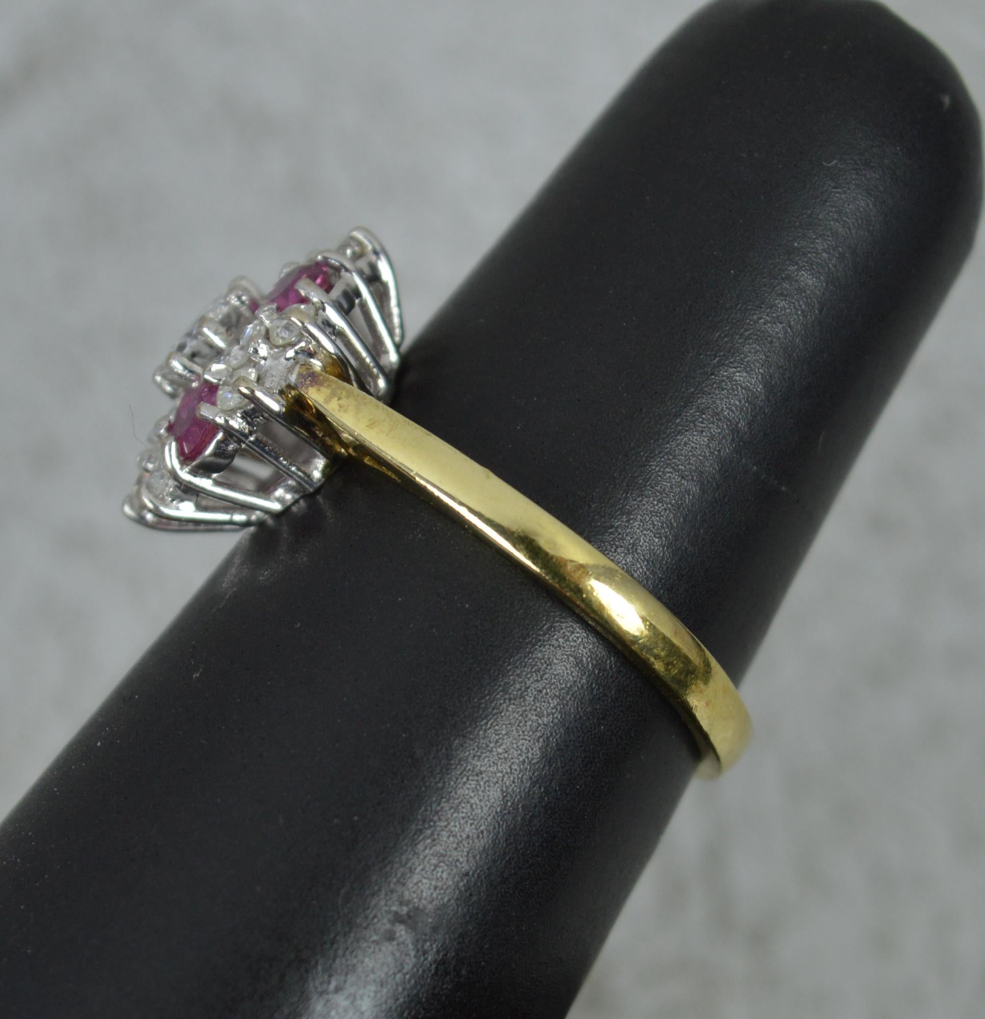 Vibrant 18 Carat Gold Vs Diamond and Ruby Cluster Ring 2