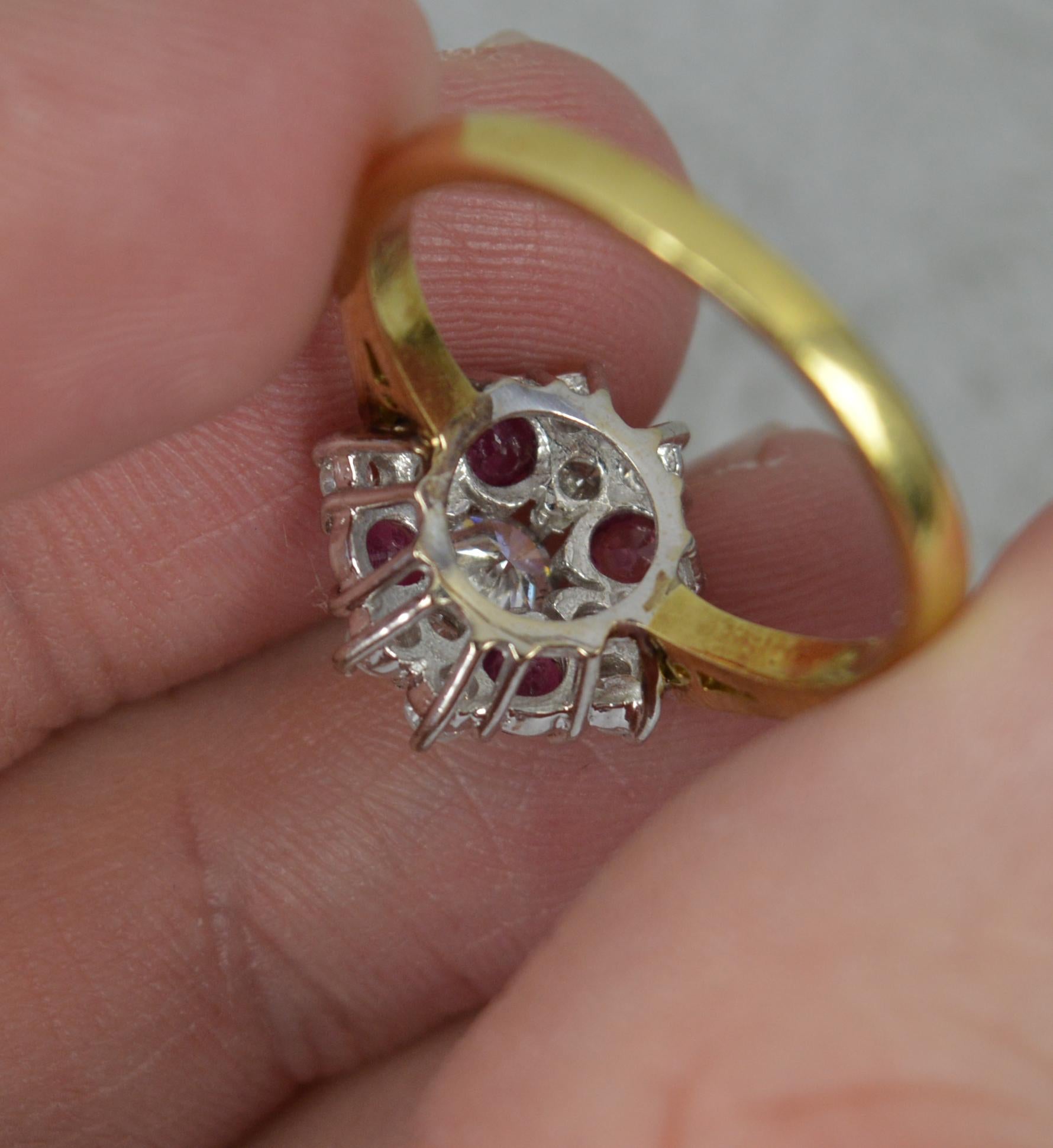 Vibrant 18 Carat Gold Vs Diamond and Ruby Cluster Ring 4
