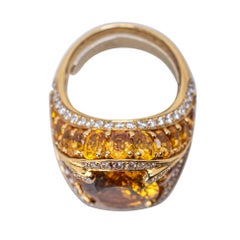 Vibrant 18 Karat Yellow Gold, Citrine, Yellow Sapphire, and Diamond Ring