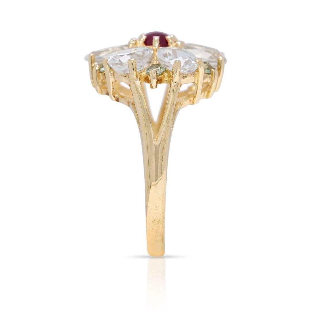 Femenino o masculino Vibrant 1.89ct Rubellite, Topaz & Tourmaline Ring in 9K Yellow Gold en venta