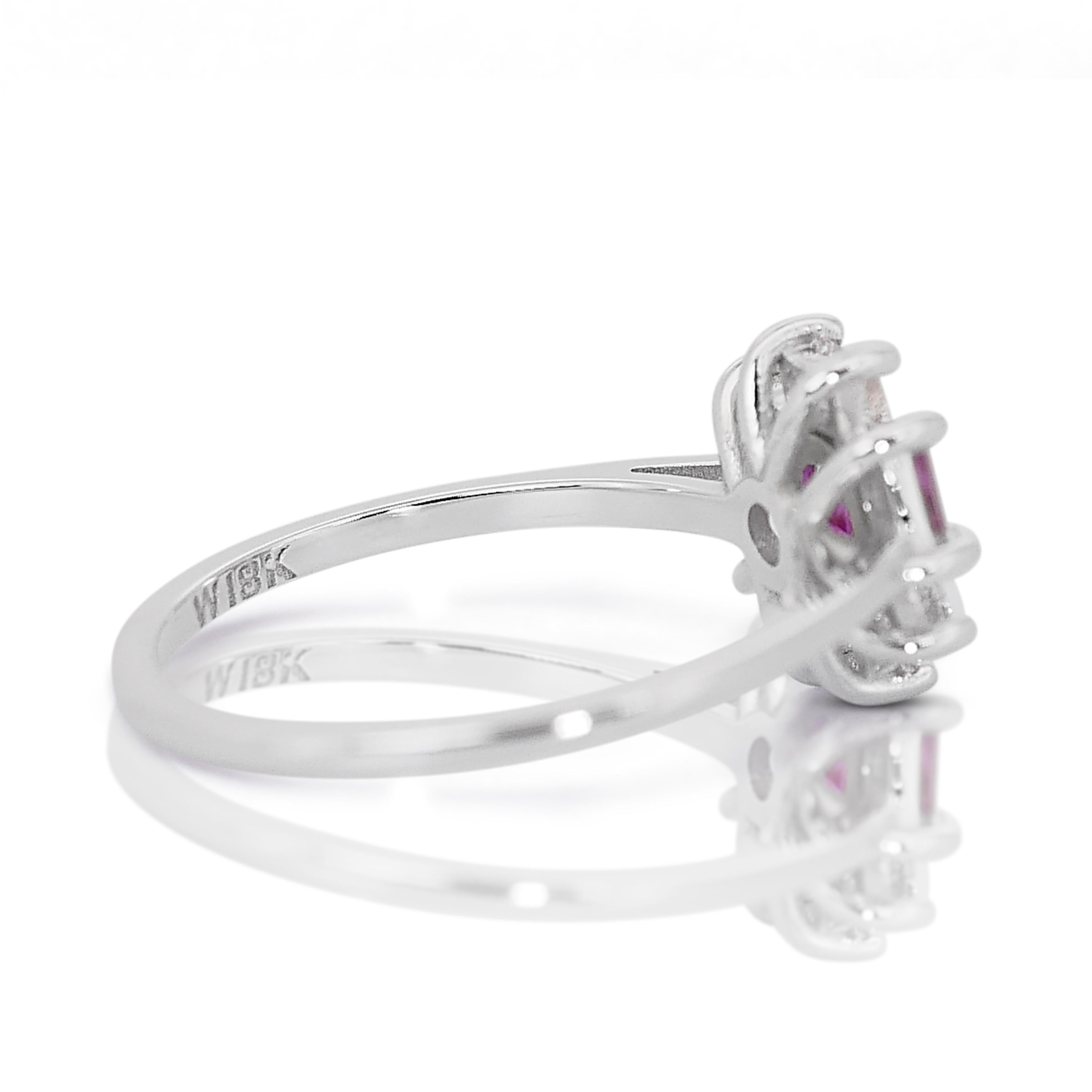 Donna Vibrante anello con zaffiro e diamante naturale in oro bianco 18k con 1,11 ct - IGI Ce in vendita