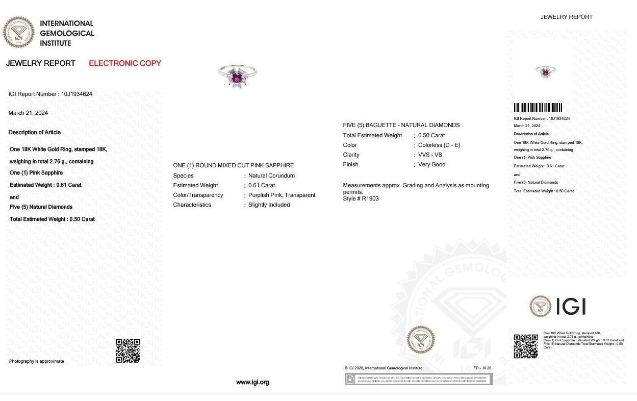 Vibrante anello con zaffiro e diamante naturale in oro bianco 18k con 1,11 ct - IGI Ce in vendita 1