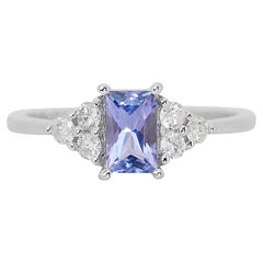 Bague vibrante en or blanc 18 carats pavé de tanzanites et de diamants (1,07 ct) certifiée IGI