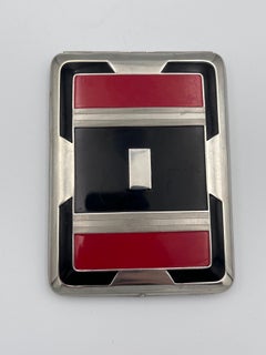 Vibrant 1930's Art Deco Geometric Black and Red Enamel Marathon Cigarette Case