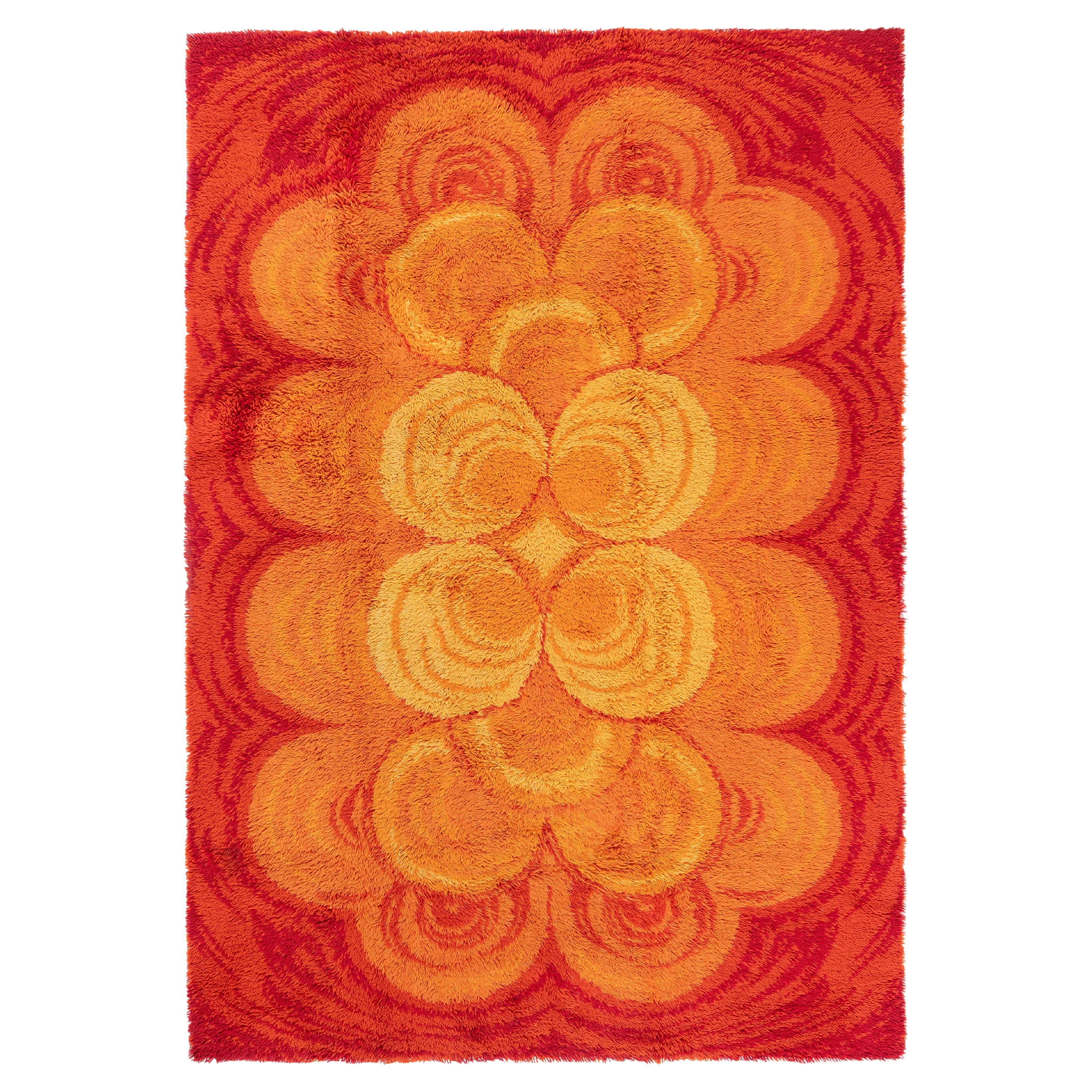 Vibrant 1960s French Machine-Made Deco Rug Doris Leslie Blau For Sale