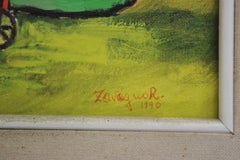 Vibrant 1970 Painting of Agricultural Landscape by Zavagnor - A Celebration of R