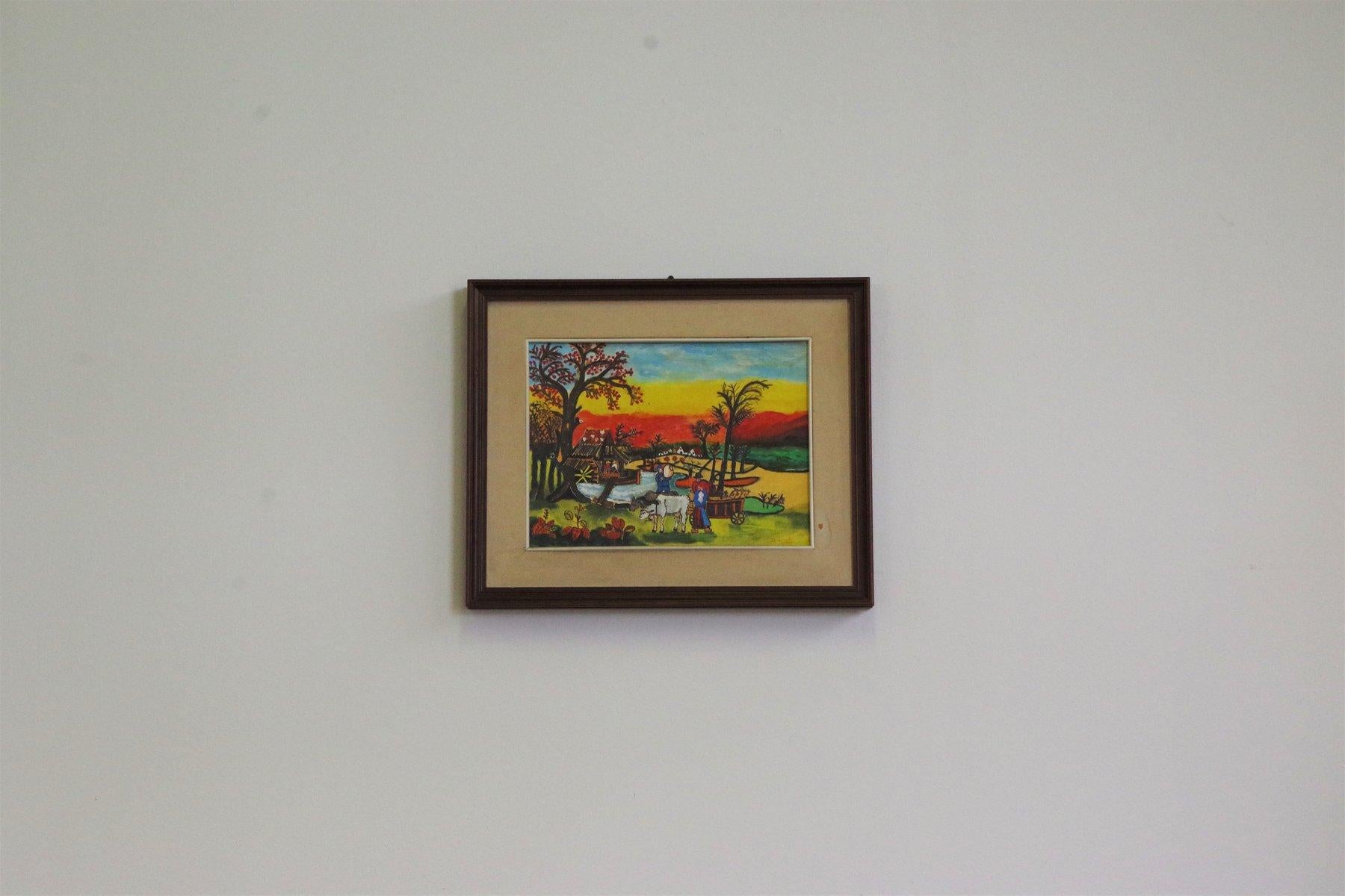 Vibrant 1970 Painting of Agricultural Landscape by Zavagnor – A Celebration of R in vendita 4