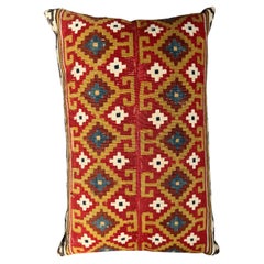 Vibrant 19th Century Caucasian Kilim Pillow – 15” x 8”
