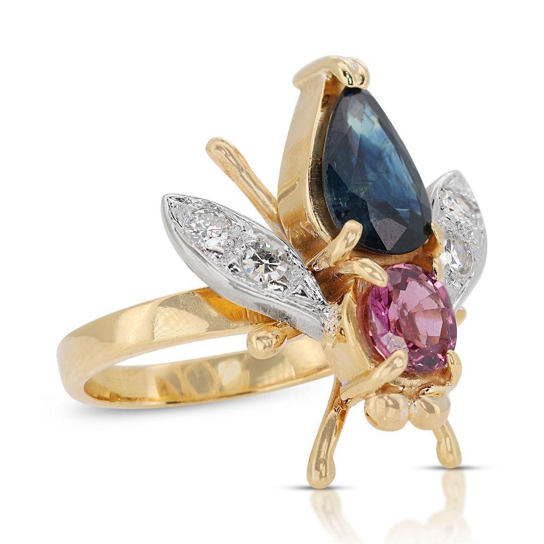Oval Cut Vibrant 2.01ct Gemstone and Diamond Symphony in Bug Design Ring