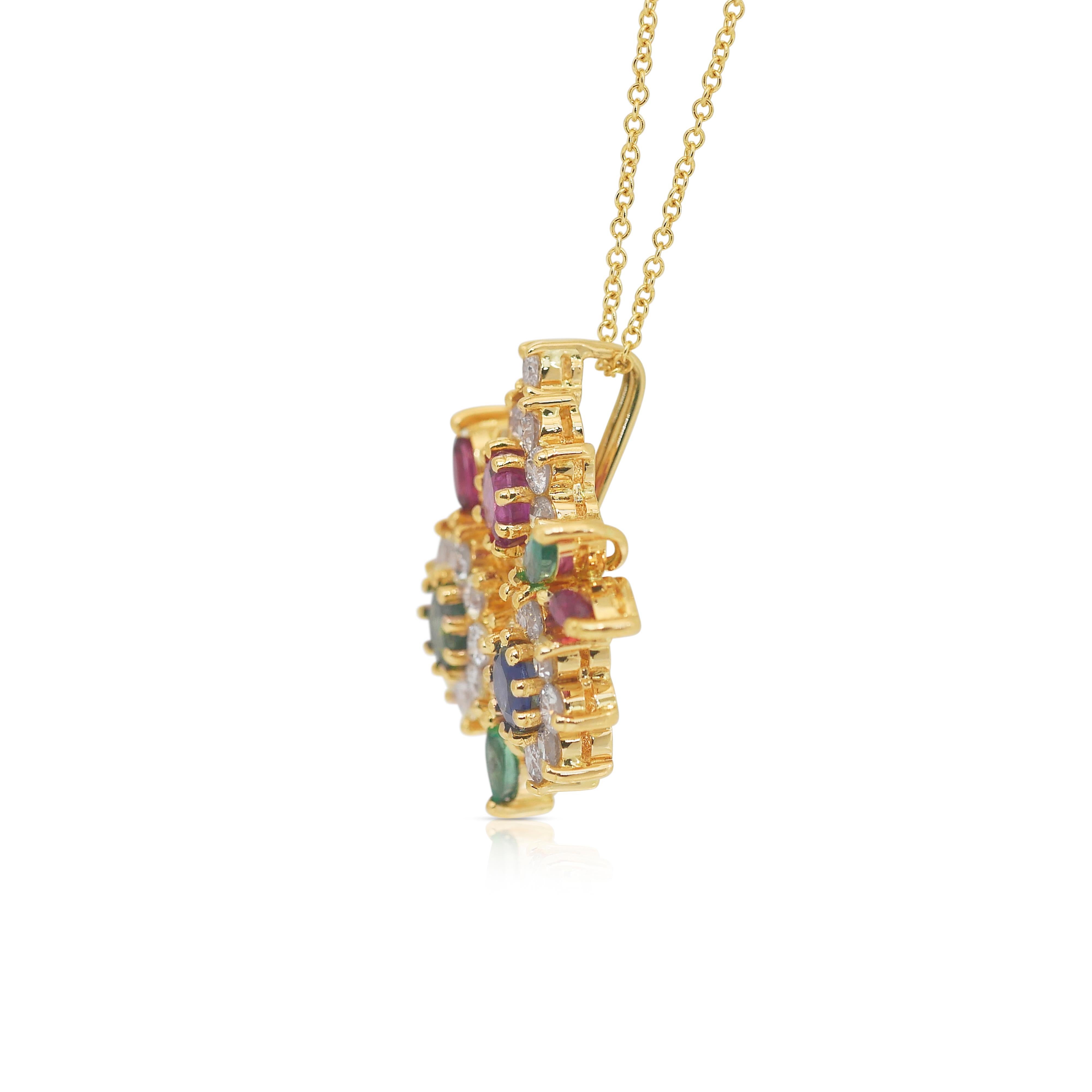 Vibrant 3.50ct Rubies, Emeralds, Sapphire, and Diamonds Necklace - IGI Certified 2