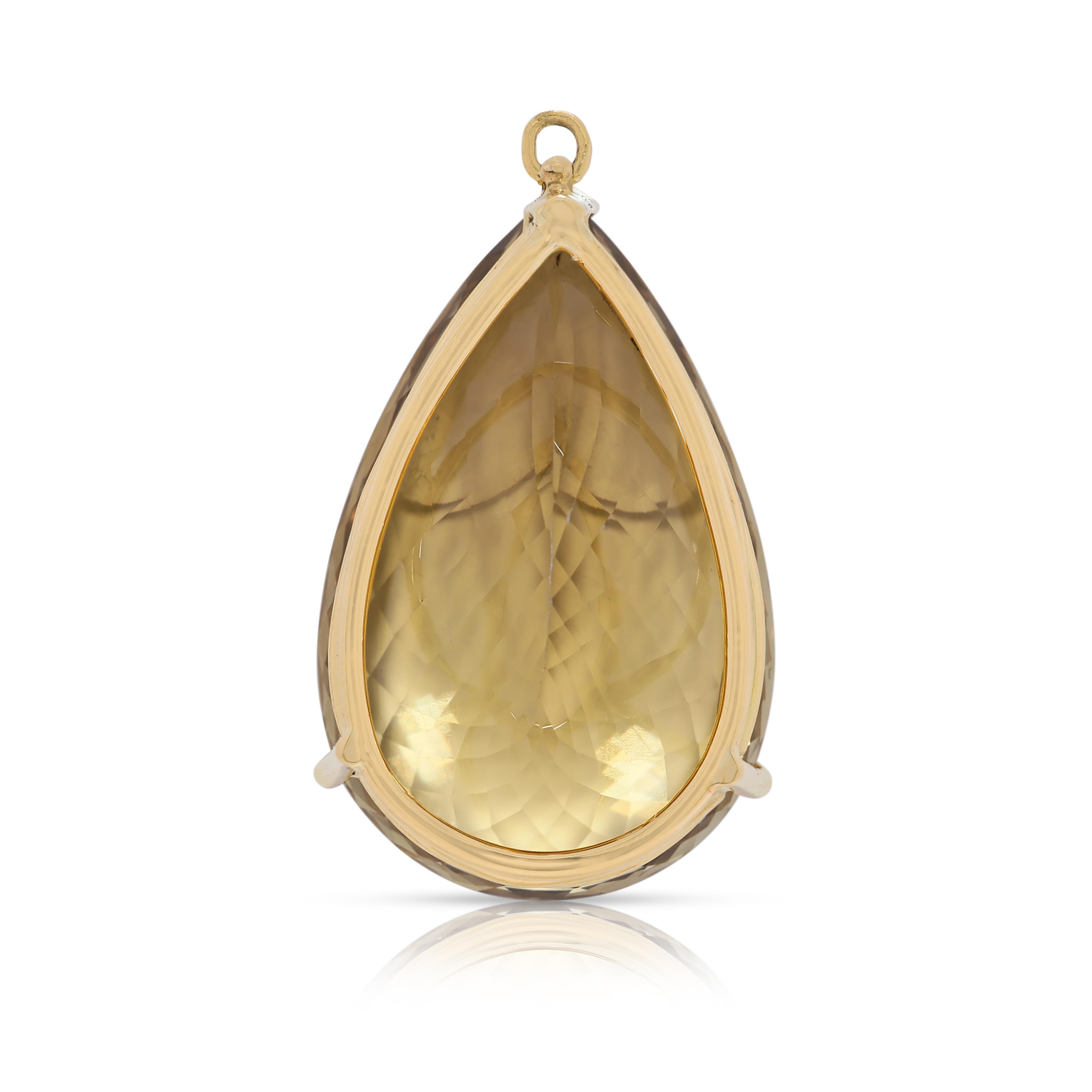 Vibrant 70ct Citrine Pendant in 18K Yellow Gold in vendita 1