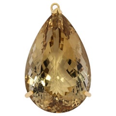 Vibrant 70ct Citrine Pendant in 18K Yellow Gold