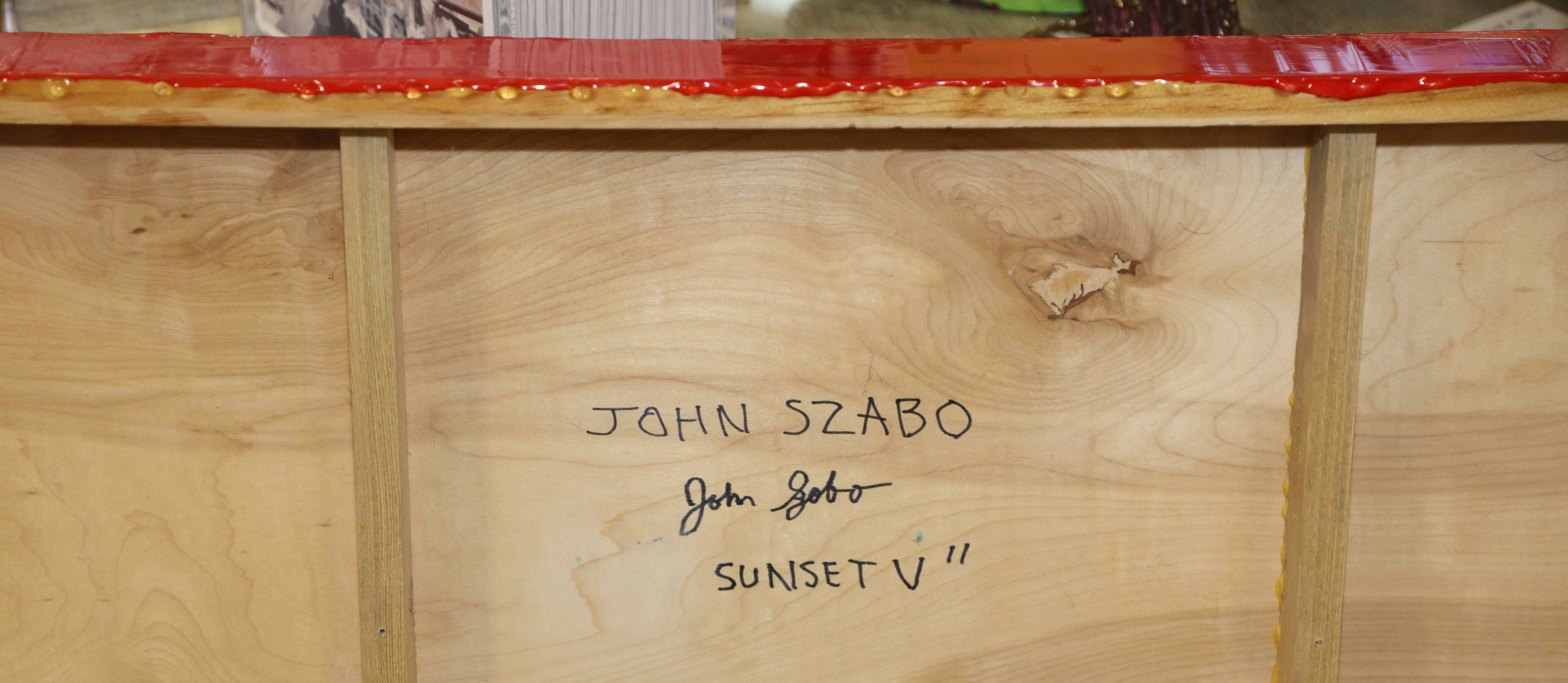 Abstrait vibrant du célèbre artiste californien John Szabo intitulé « Sunset V ». en vente 1