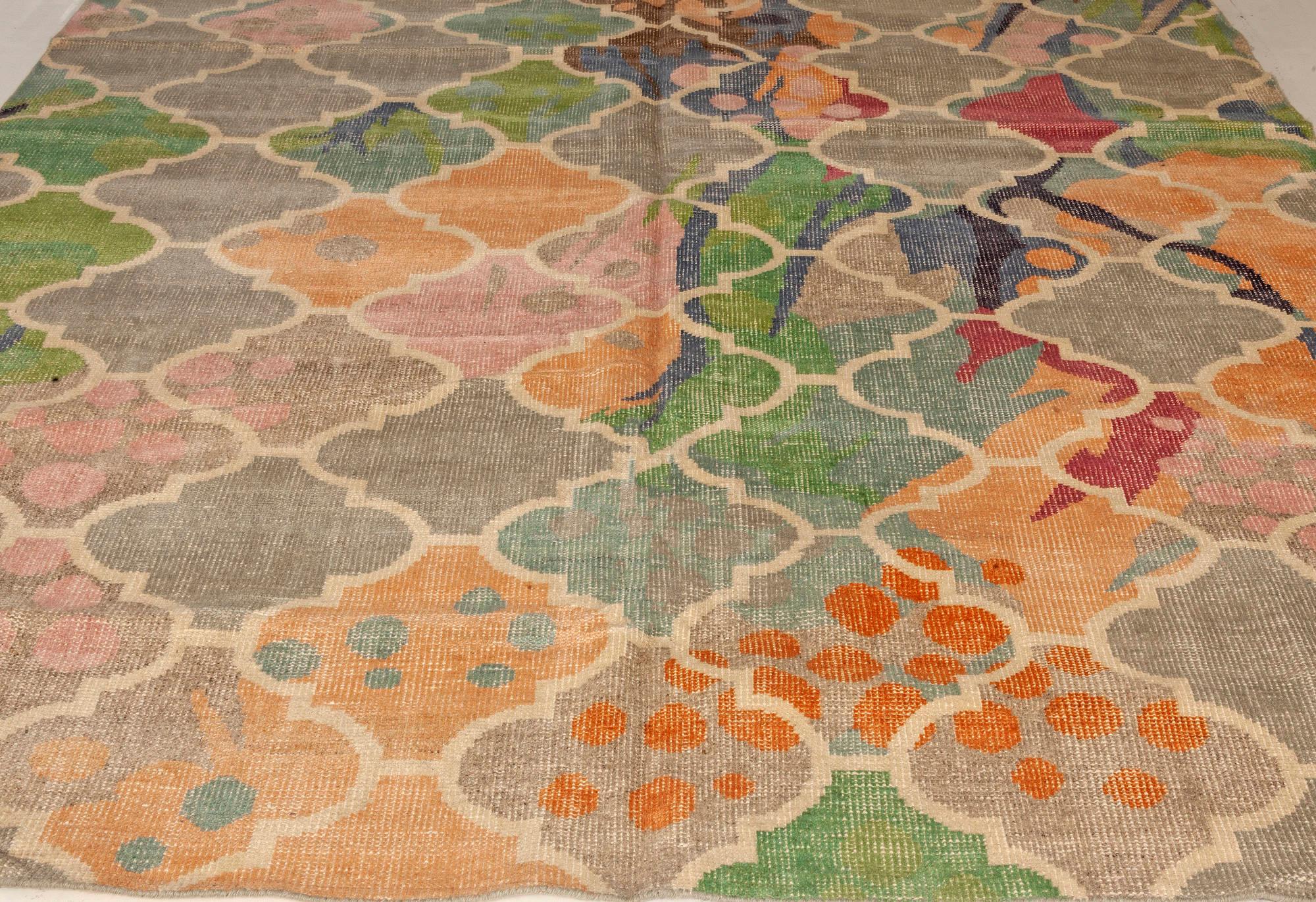 Vibrant Abstract Modern Hand-Knotted Wool Rug by Doris Leslie Blau For Sale 1