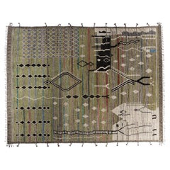 Vibrant Abstract Moroccan Flat Weave Rug