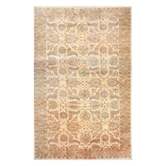 Vibrant Agra Beige Hand Knotted Wool Rug