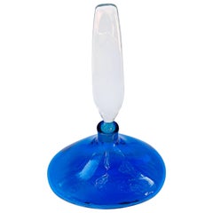 Retro Vibrant American Blue Glass Ships Decanter, Blenko Glass
