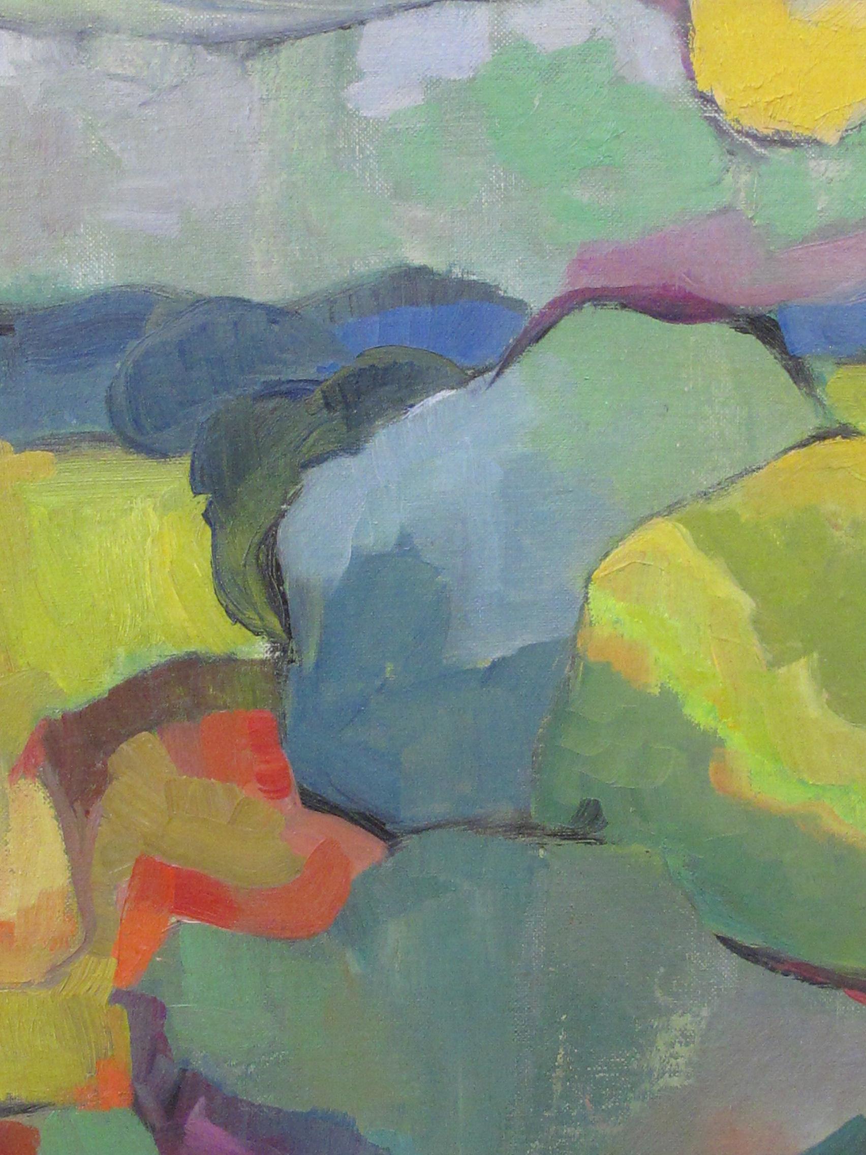 Vibrant American Midcentury Abstract Landscape Painting In Good Condition In San Francisco, CA