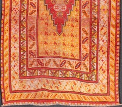 Antique Moroccan Long Rug With Medallion and Layered Geometric Design