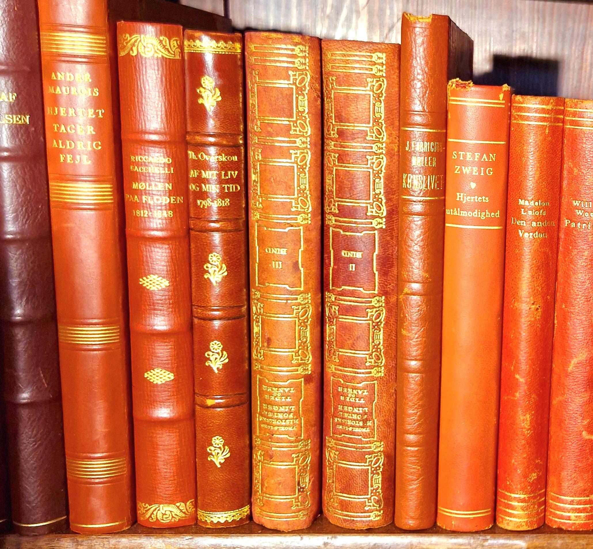Vibrant Antique Red Leatherbound Book Collection For Sale 4