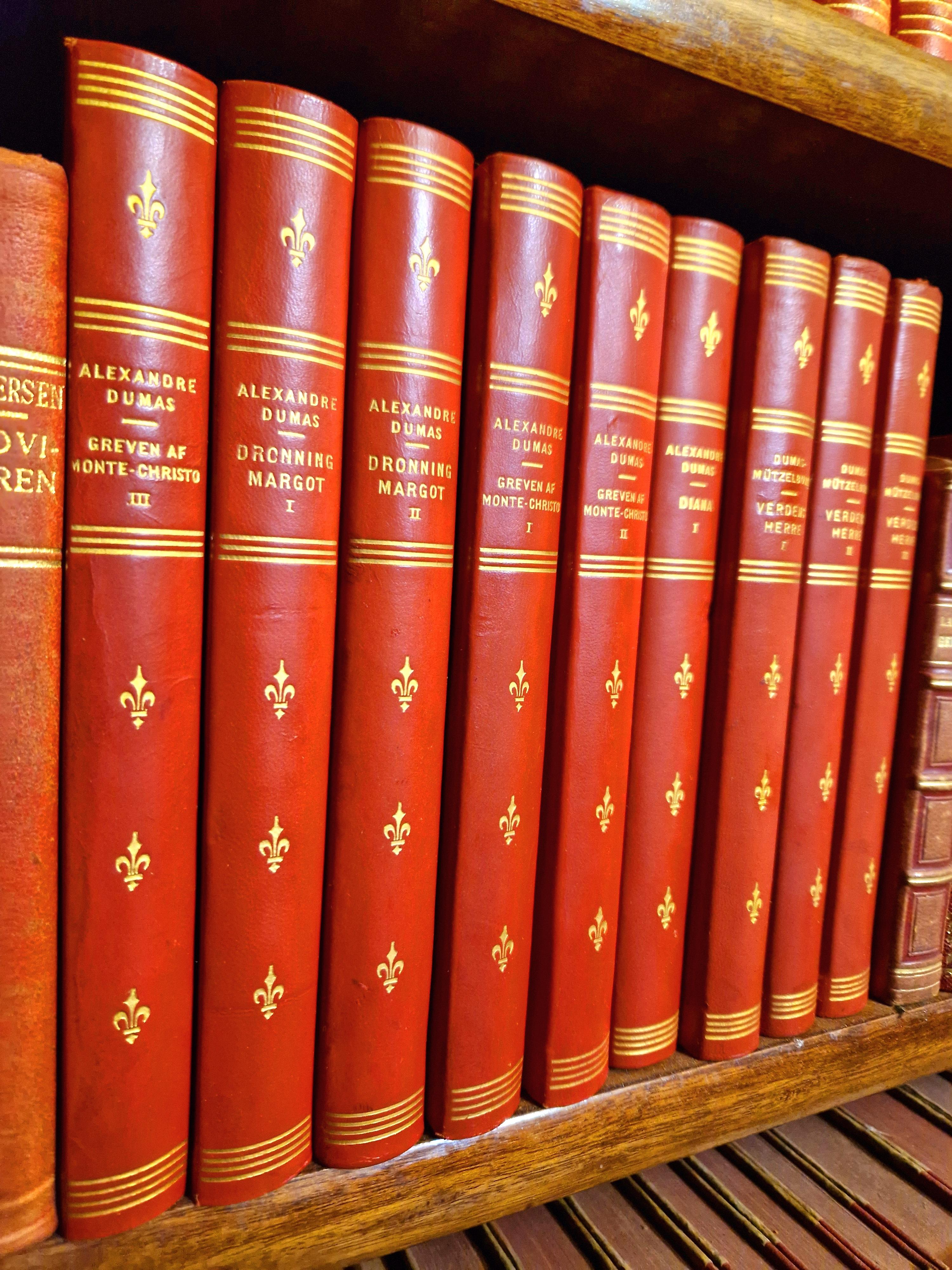 Vibrant Antique Red Leatherbound Book Collection For Sale 11