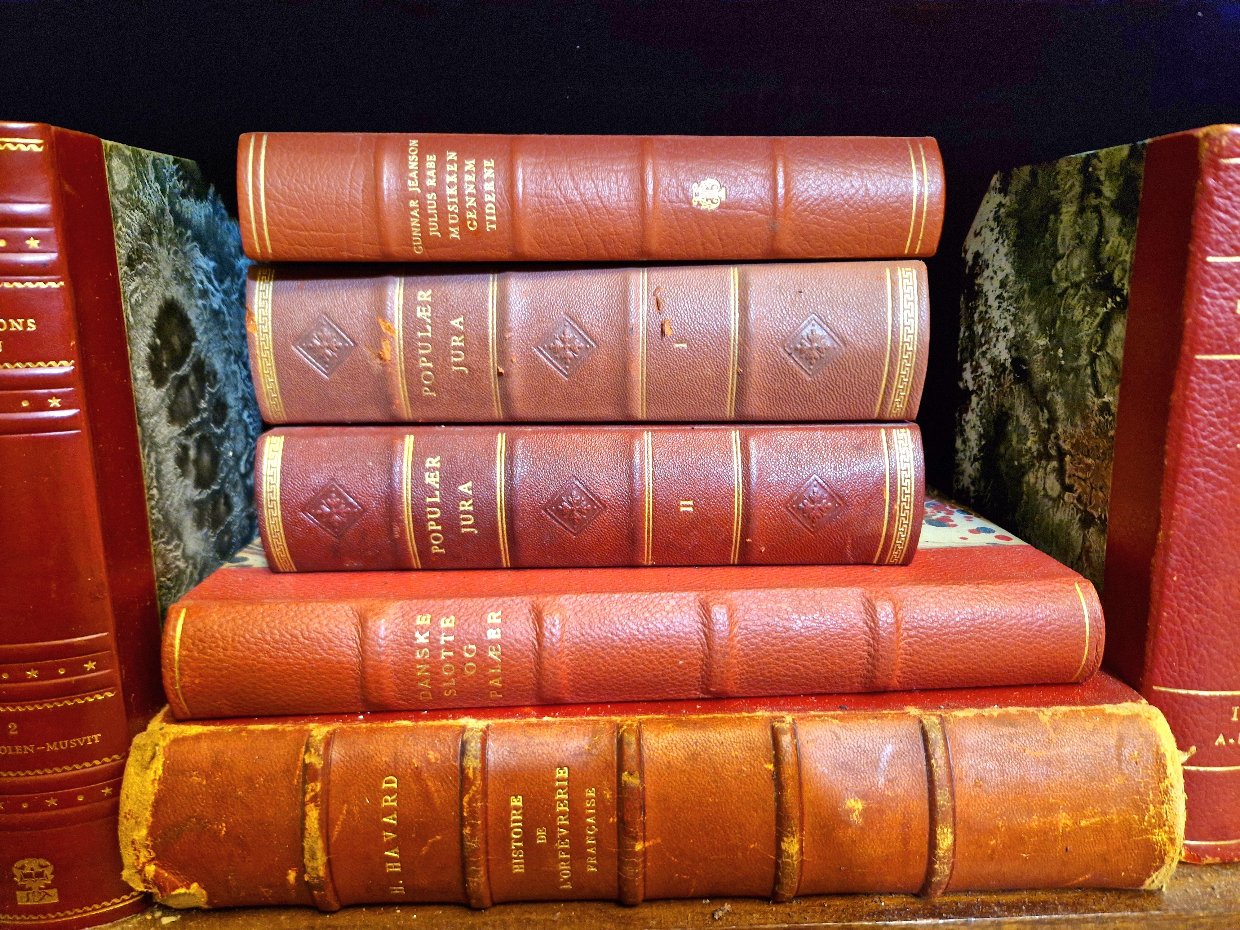Vibrant Antique Red Leatherbound Book Collection For Sale 12