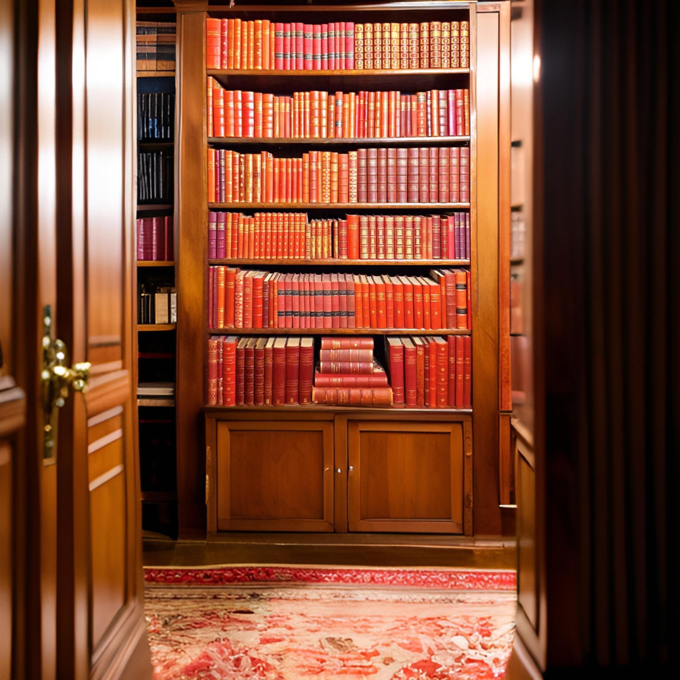 Victorian Vibrant Antique Red Leatherbound Book Collection For Sale