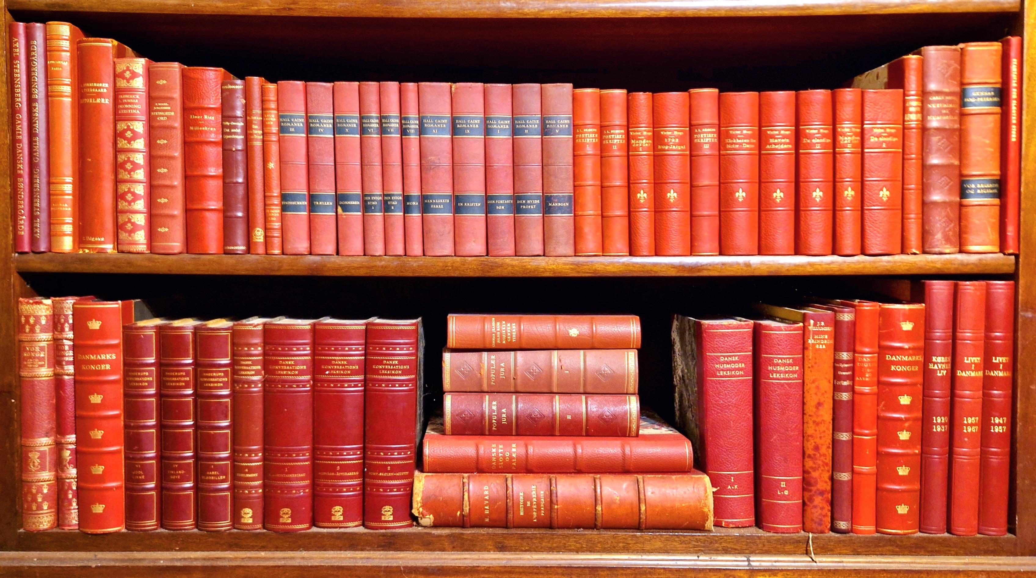 20th Century Vibrant Antique Red Leatherbound Book Collection For Sale