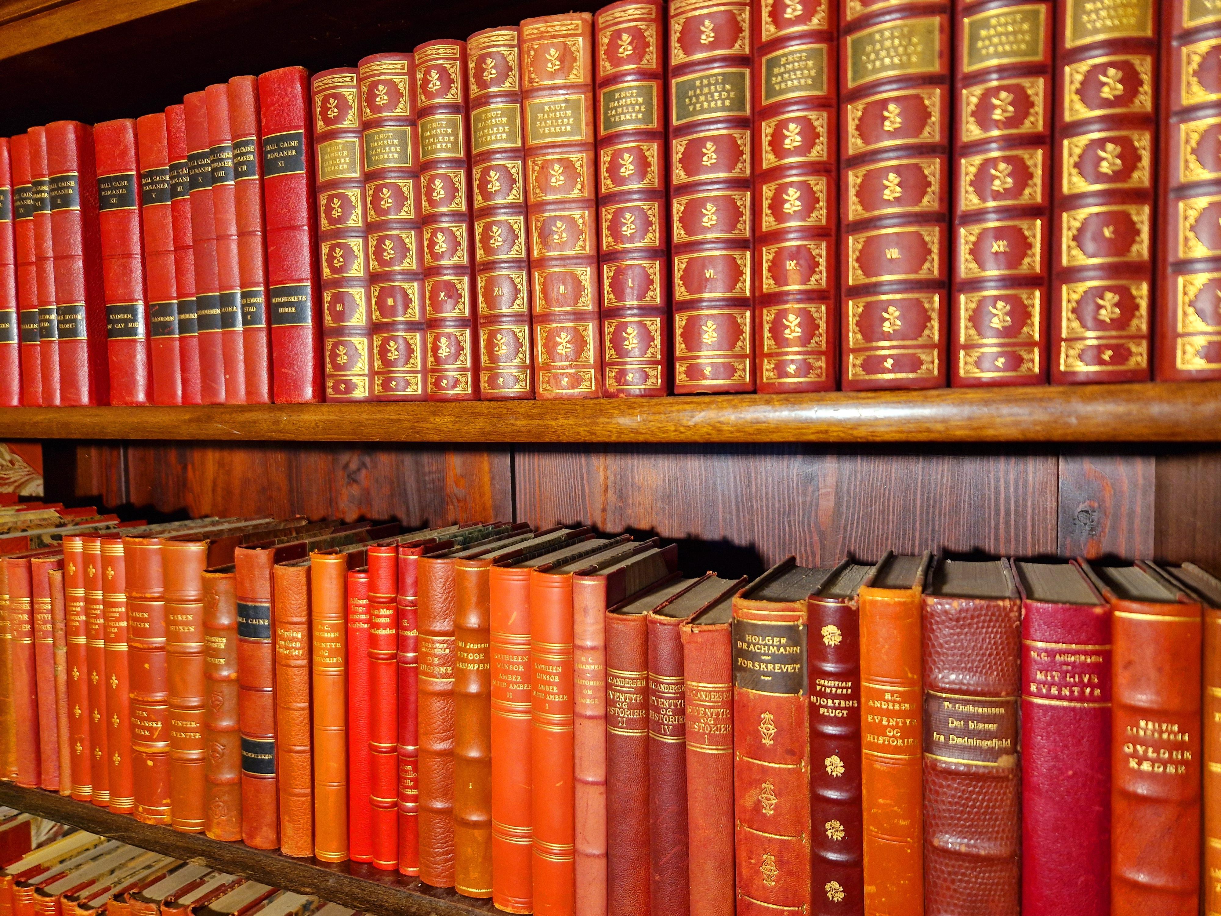 Gold Vibrant Antique Red Leatherbound Book Collection For Sale