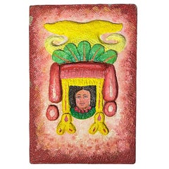 Vibrant Authentic Vintage Hand Painted Mexican Folk Art Hanging Wall Plaque