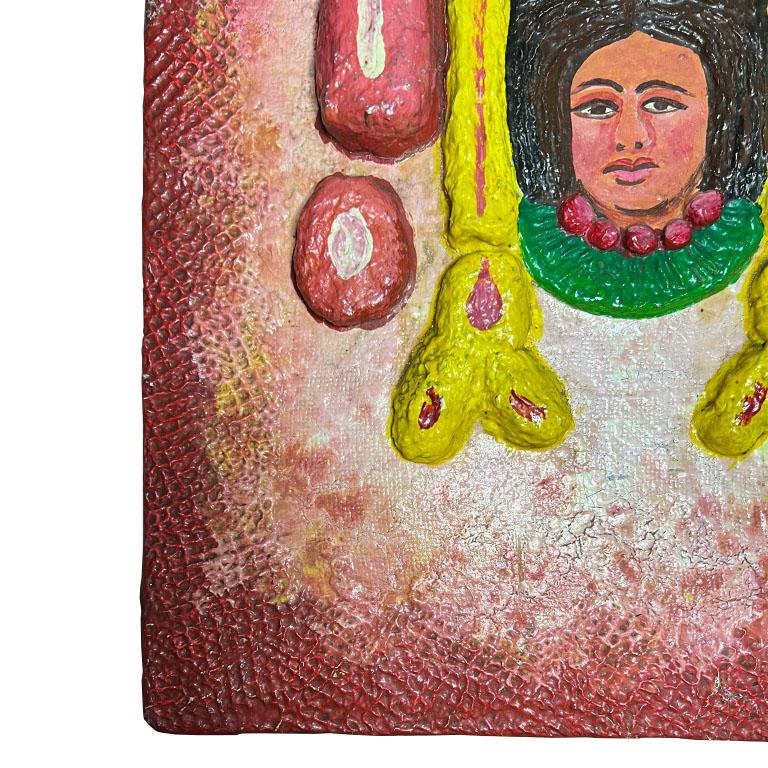 Mexicain Plaque murale vintage authentique et vibrante peinte à la main, art populaire mexicain en vente