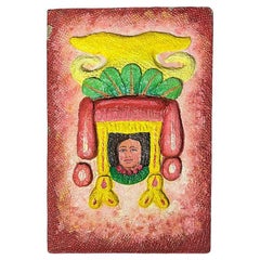 Vibrant Authentic Vintage Hand gemalt Mexican Folk Art Hanging Wall Plaque
