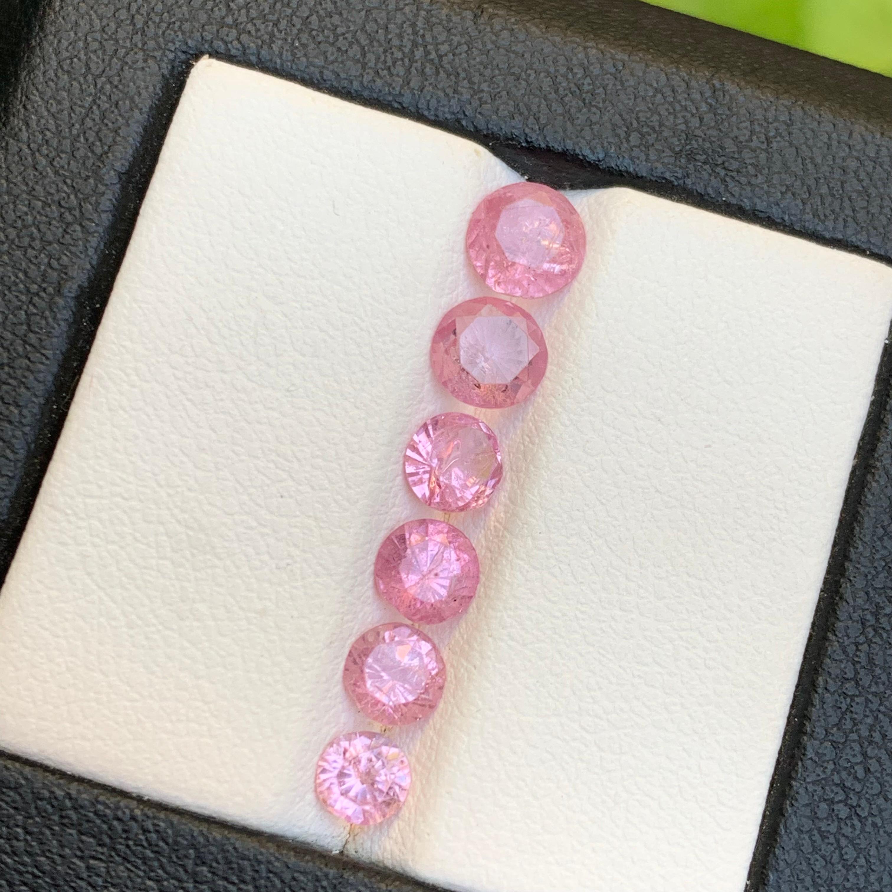 Vibrante Espinela Rosa Bebé 3.27 Ct Natural Piedras preciosas sueltas Tamaño de la joyería Lote-Ronda en venta 4