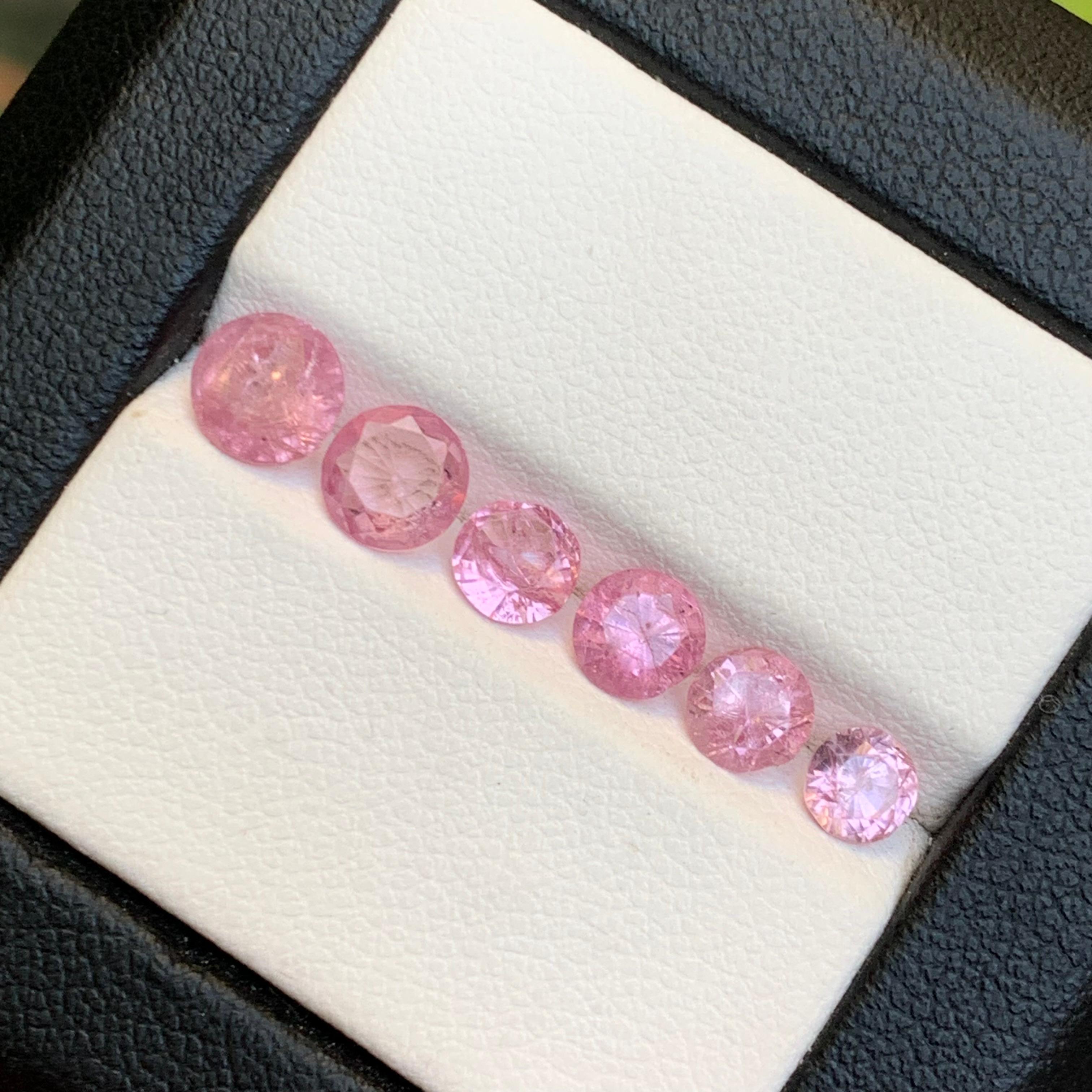 Vibrante Espinela Rosa Bebé 3.27 Ct Natural Piedras preciosas sueltas Tamaño de la joyería Lote-Ronda en venta 5