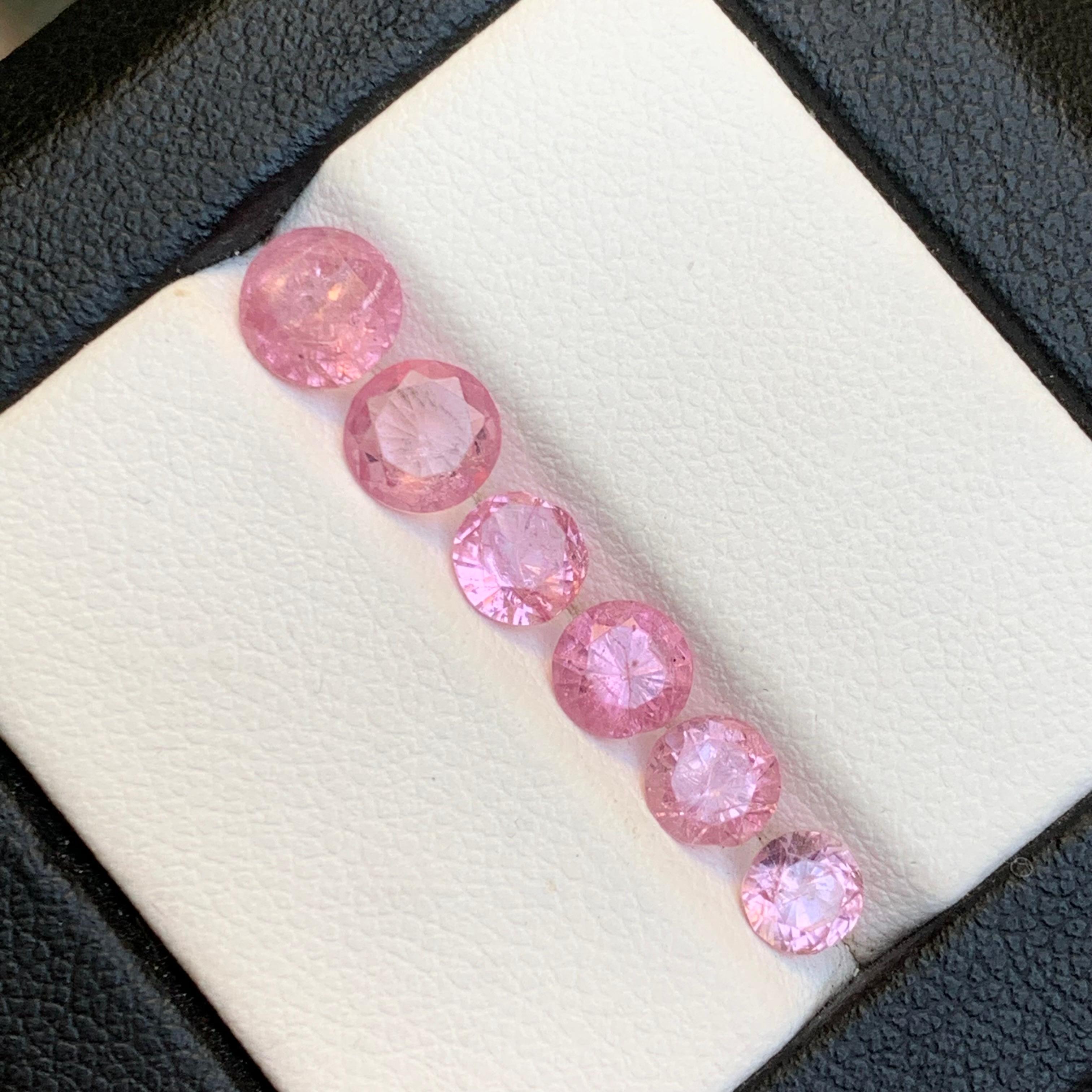 Vibrante Espinela Rosa Bebé 3.27 Ct Natural Piedras preciosas sueltas Tamaño de la joyería Lote-Ronda en venta 2