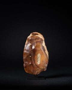 Vibrant Banded Orange Flint Hand Axe from Lower Palaeolithic