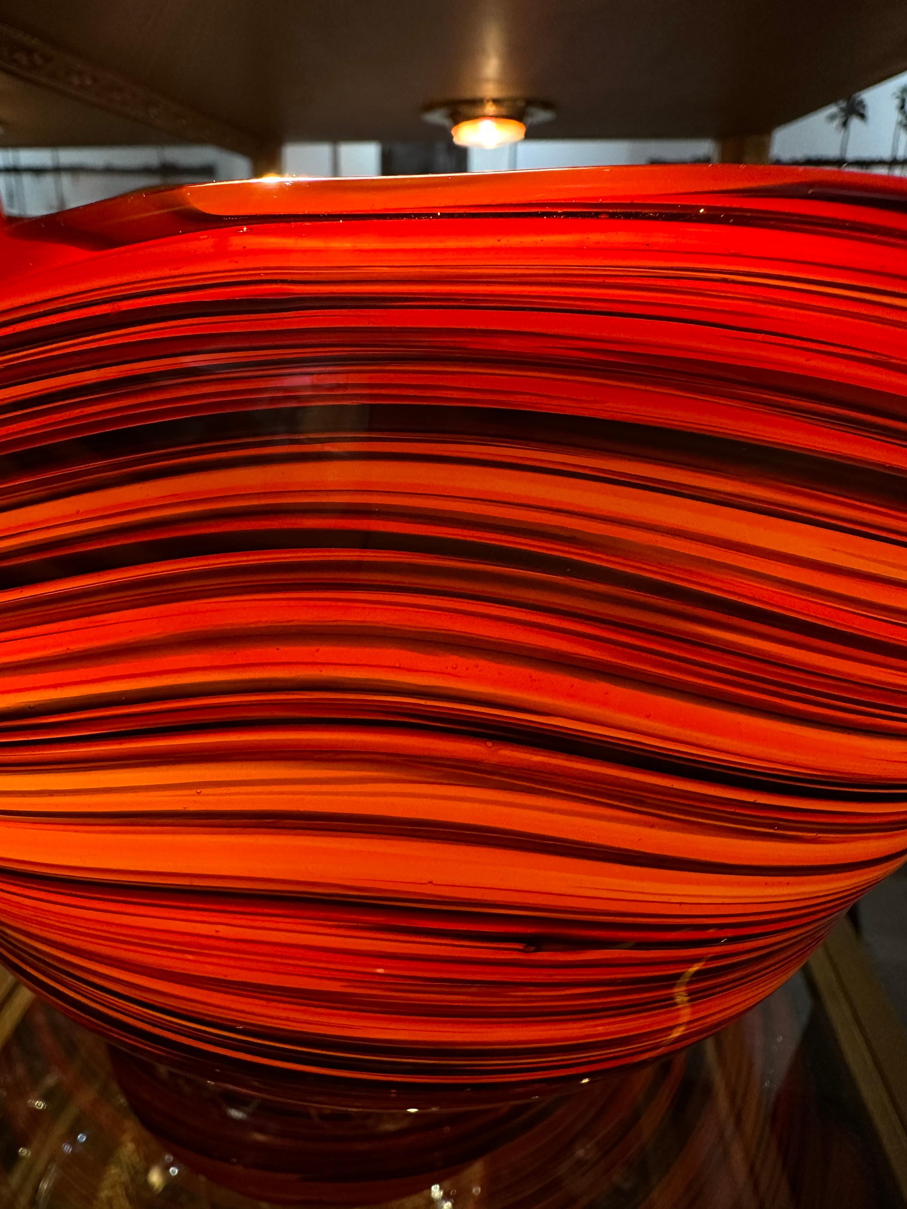 Fired Vibrant  Blown Glass Handkerchief Bowl, Attributed to Murano