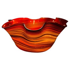 Vibrant  Blown Glass Handkerchief Bowl, Attributed to Murano