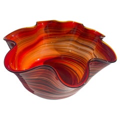 Vibrant  Blown Glass Handkerchief Bowl, Attributed to Murano