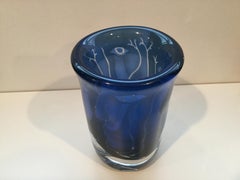 Vibrant Blue Faces Vase by Ingeborg Lundin for Orrefors