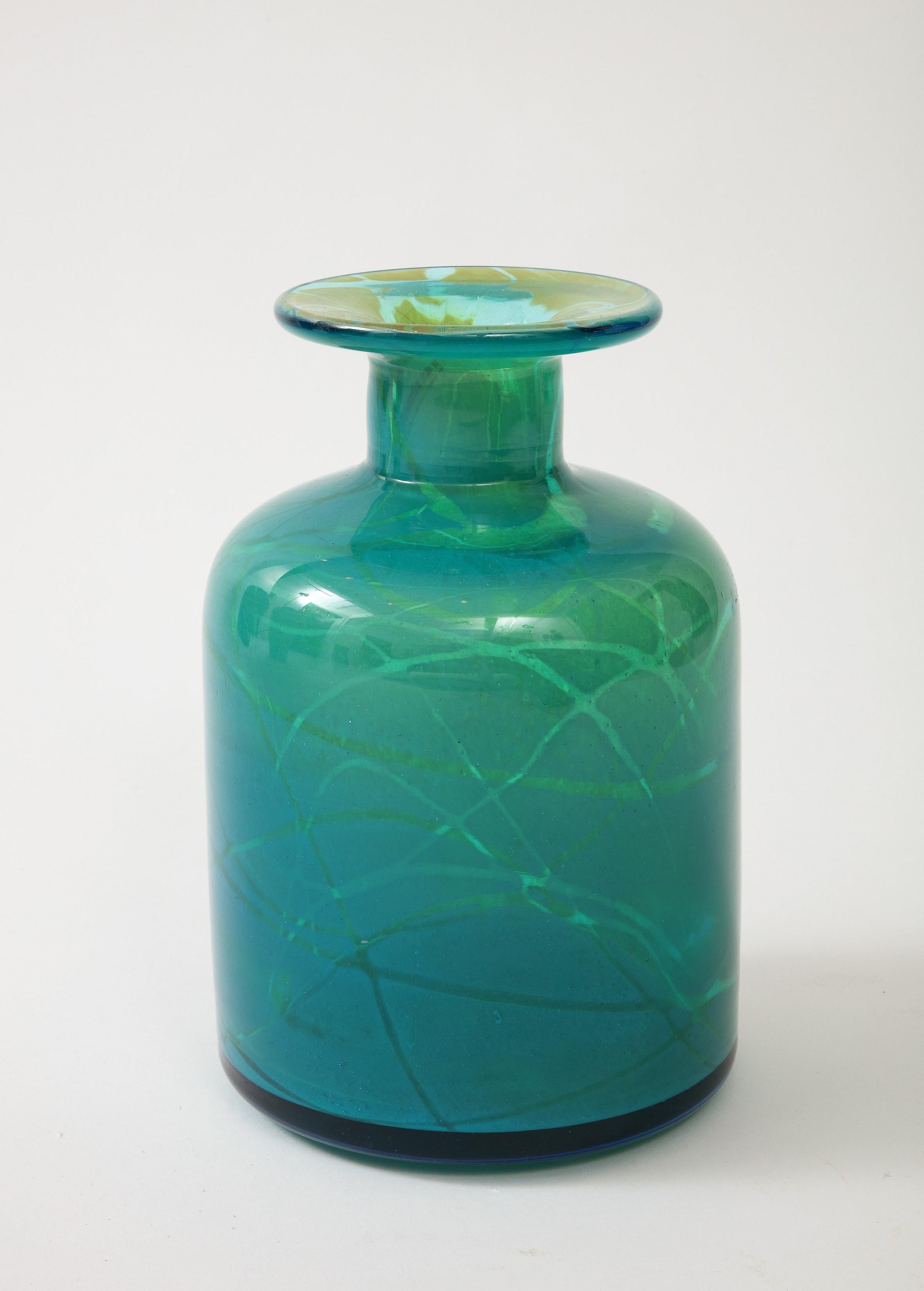 Late 20th Century Vibrant Blue Mdina Glass Vase by Micheal Harris