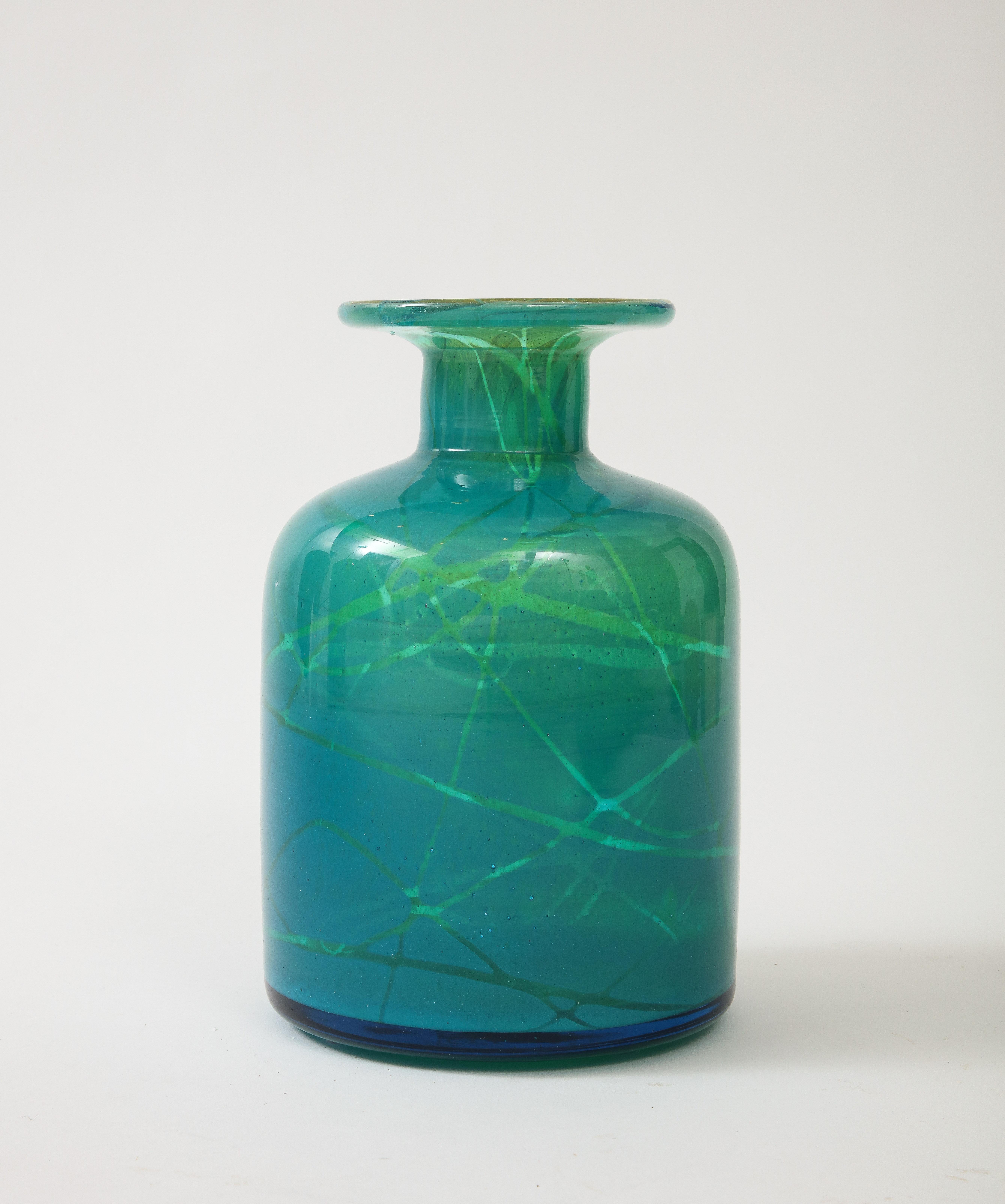 Vibrant Blue Mdina Glass Vase by Micheal Harris 1