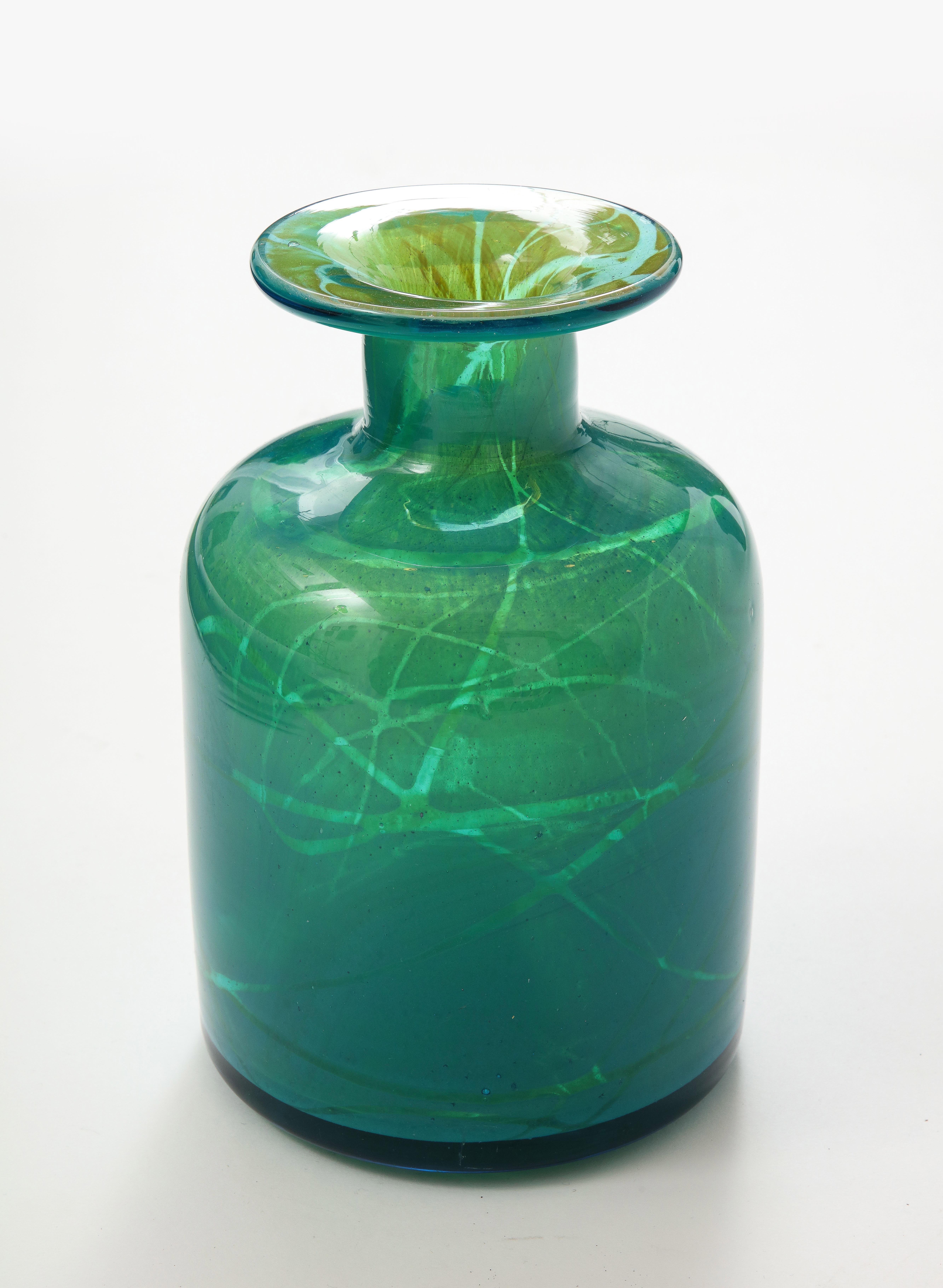 Vibrant Blue Mdina Glass Vase by Micheal Harris 3