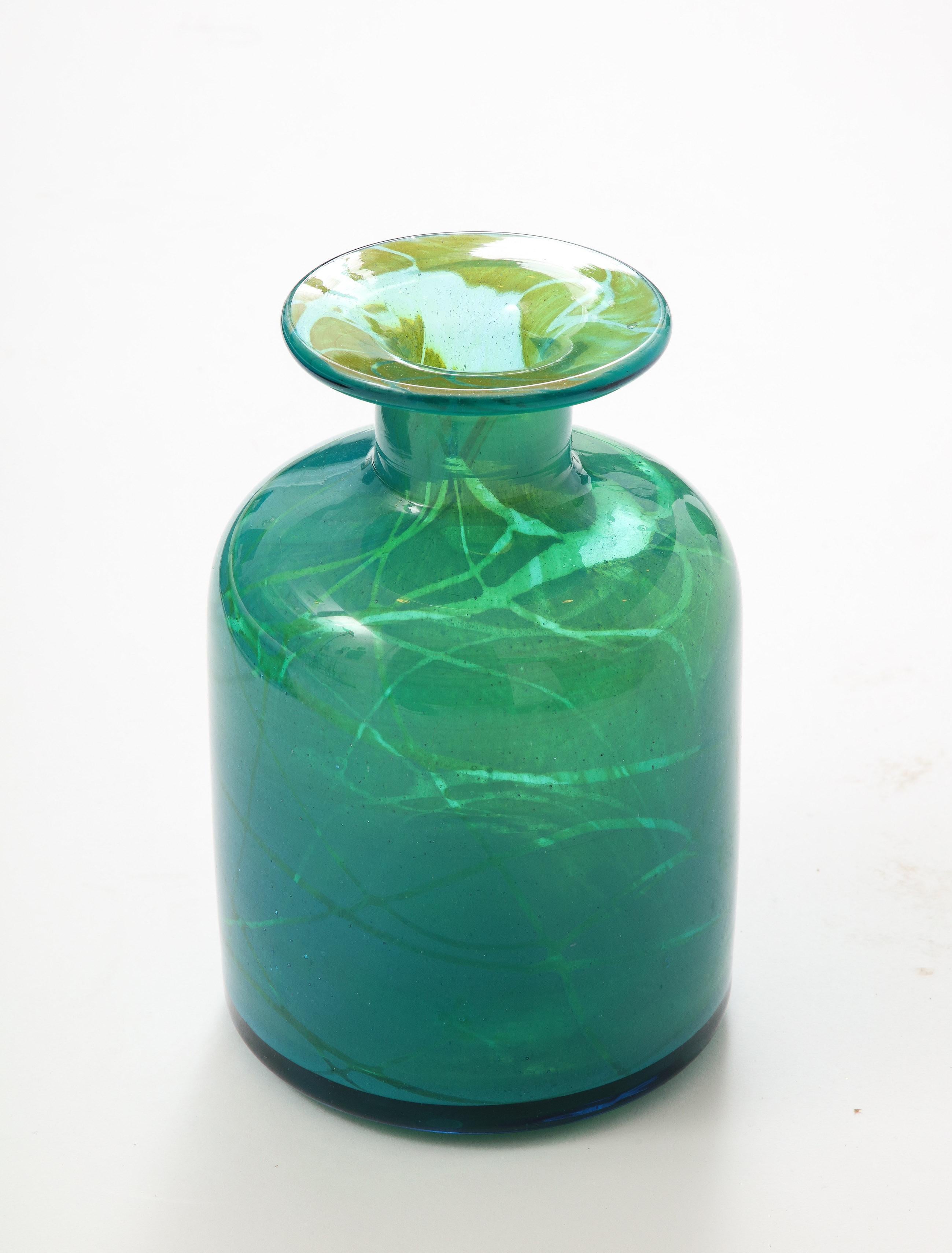 Vibrant Blue Mdina Glass Vase by Micheal Harris 6