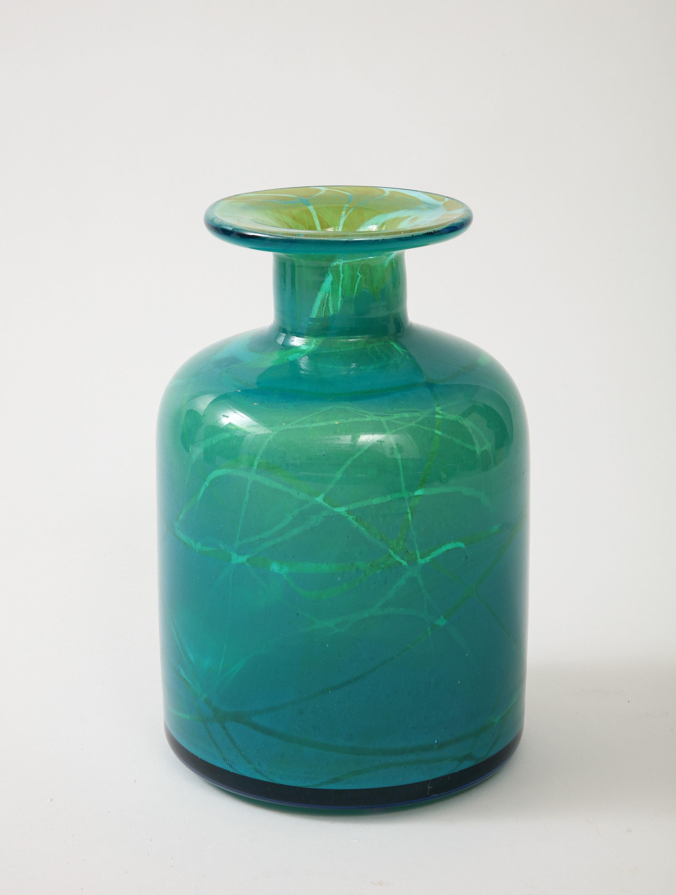 Vibrant Blue Mdina Glass Vase by Micheal Harris In Excellent Condition In Montreal, QC